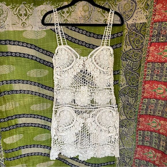 NWT For Love & Lemons Ivory Maldives Crochet Mini Dress/ Cover-Up Size Medium - Picture 10 of 15